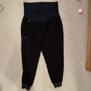 FIGS Zamora Maternity Jogger Scrub Pants Black Size Large Petite